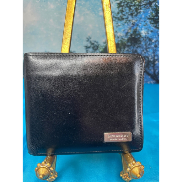 Burberry Handbags - Men's Burberry Black Label Wallet Black Leather Exterior Brown and Red Interior